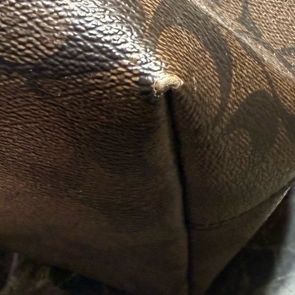 Coach Signature Large City Zip Tote Bag Brown Black Gold Hardware - Picture 9 of 15